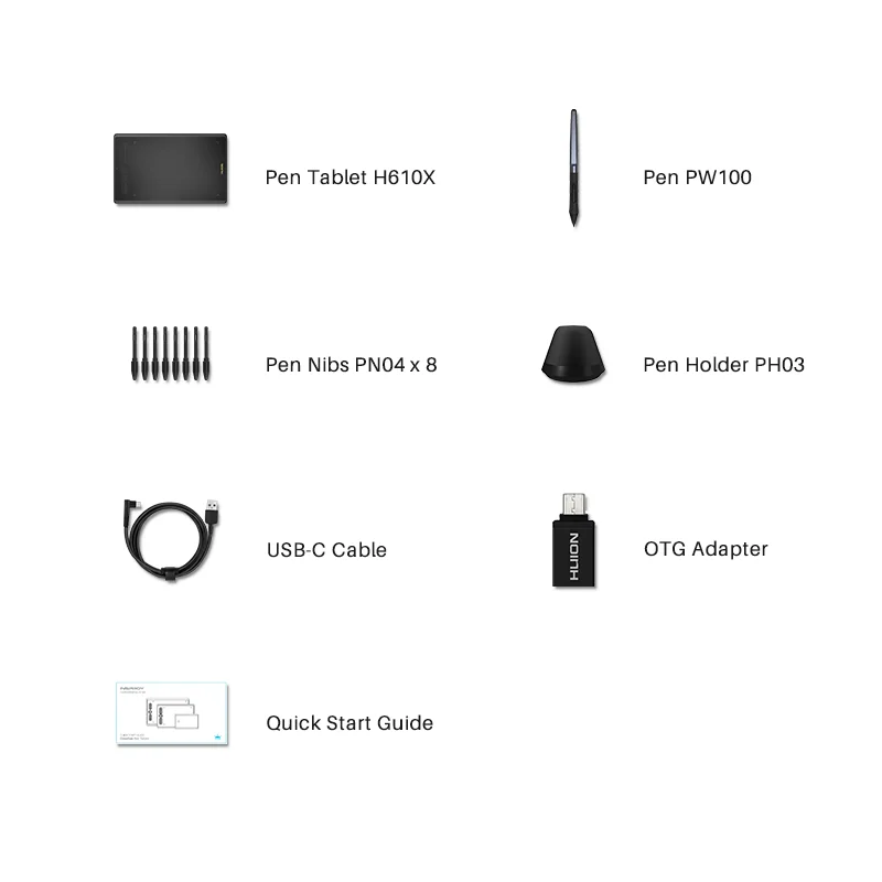 HUION Graphics Tablets H420X H580X H610X Portable Pen Tablets Digital Drawing Design Animation Artist Board Android OS Supported