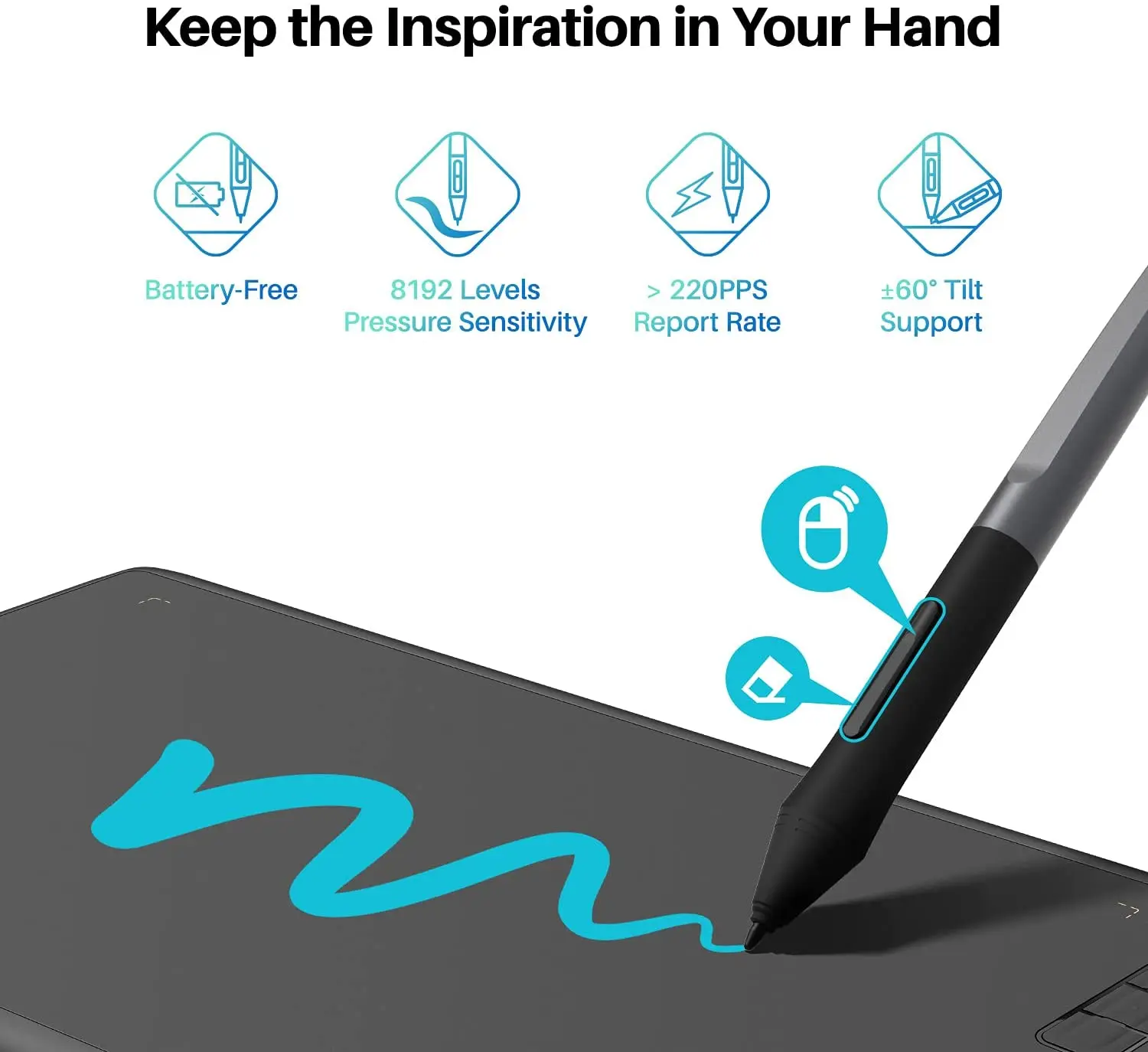 HUION Graphics Tablets H420X H580X H610X Portable Pen Tablets Digital Drawing Design Animation Artist Board Android OS Supported