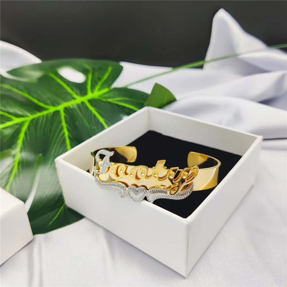 Custom Nameplate Bracelet Earrings Necklace Set Personalized Two-Color Bracelet Hiphop Name Jewelry Gift Dropshipping