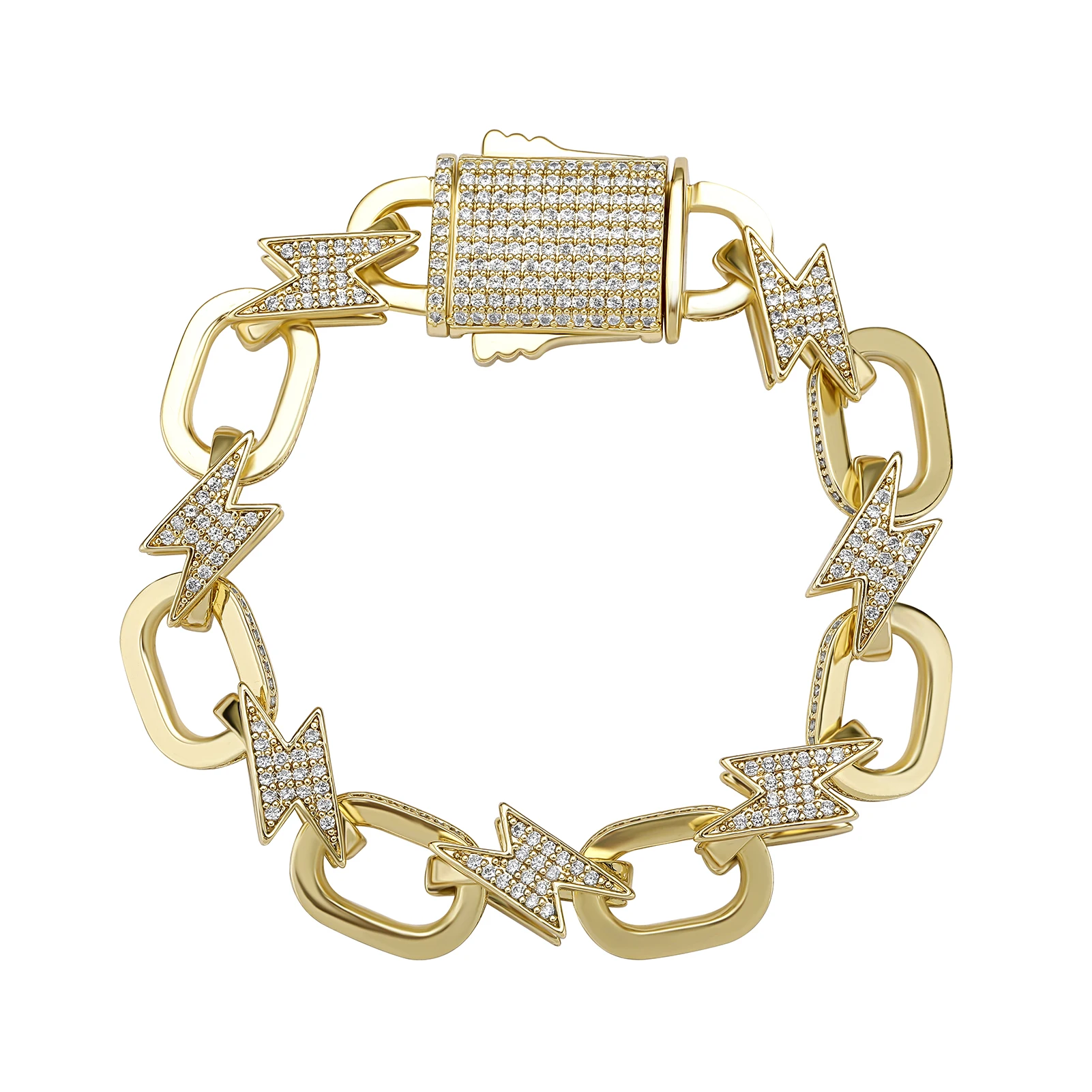 GUCY Newest Chunky Chain Bracelest For Men Cubic Zircon Lightning Fashion Men Bracelet Jewelry