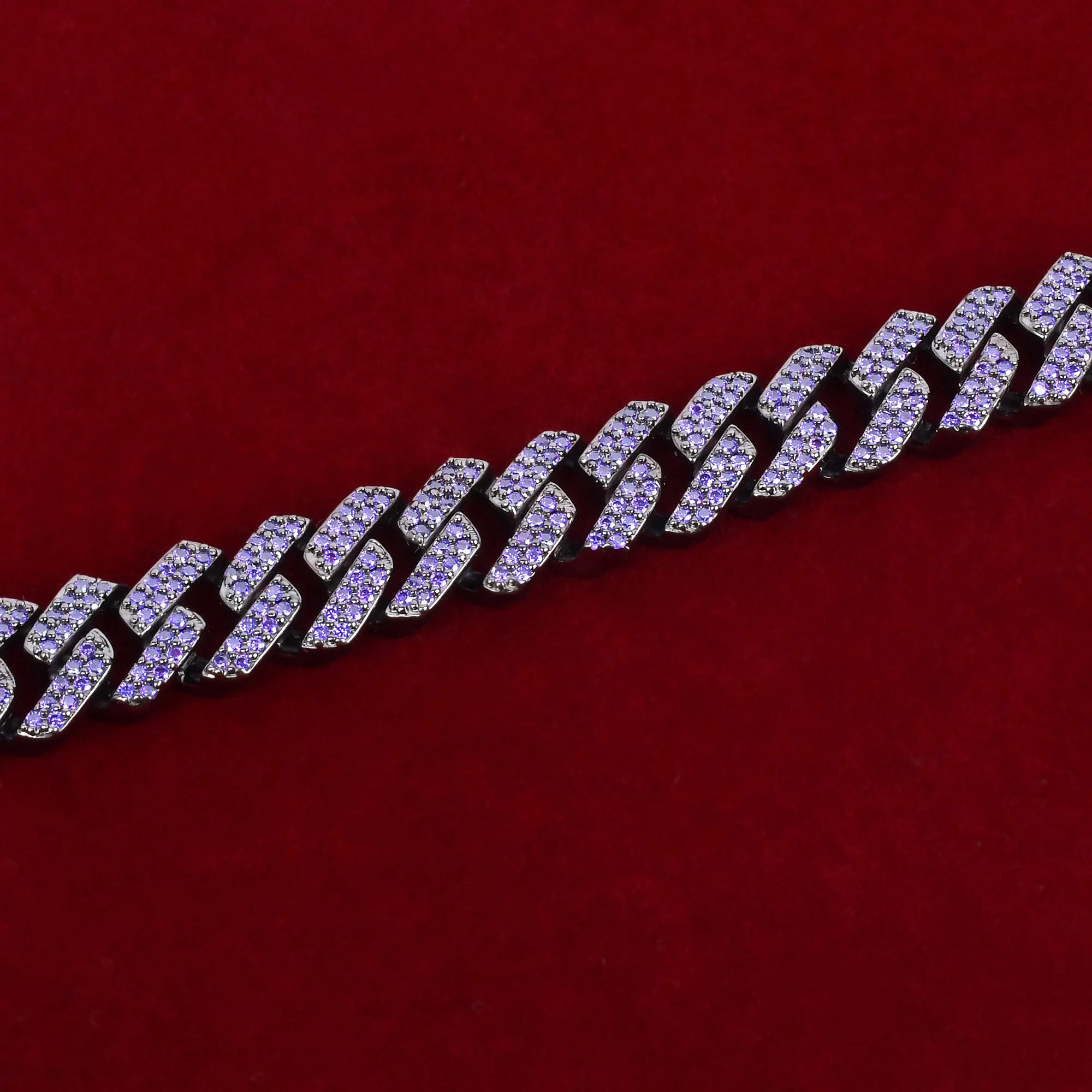 10MM Blue Zircon Miami Cuban Necklace Gun Black Color Plated Copper Chain Men's Hip Hop Link Bling Fashion Rock Jewelry