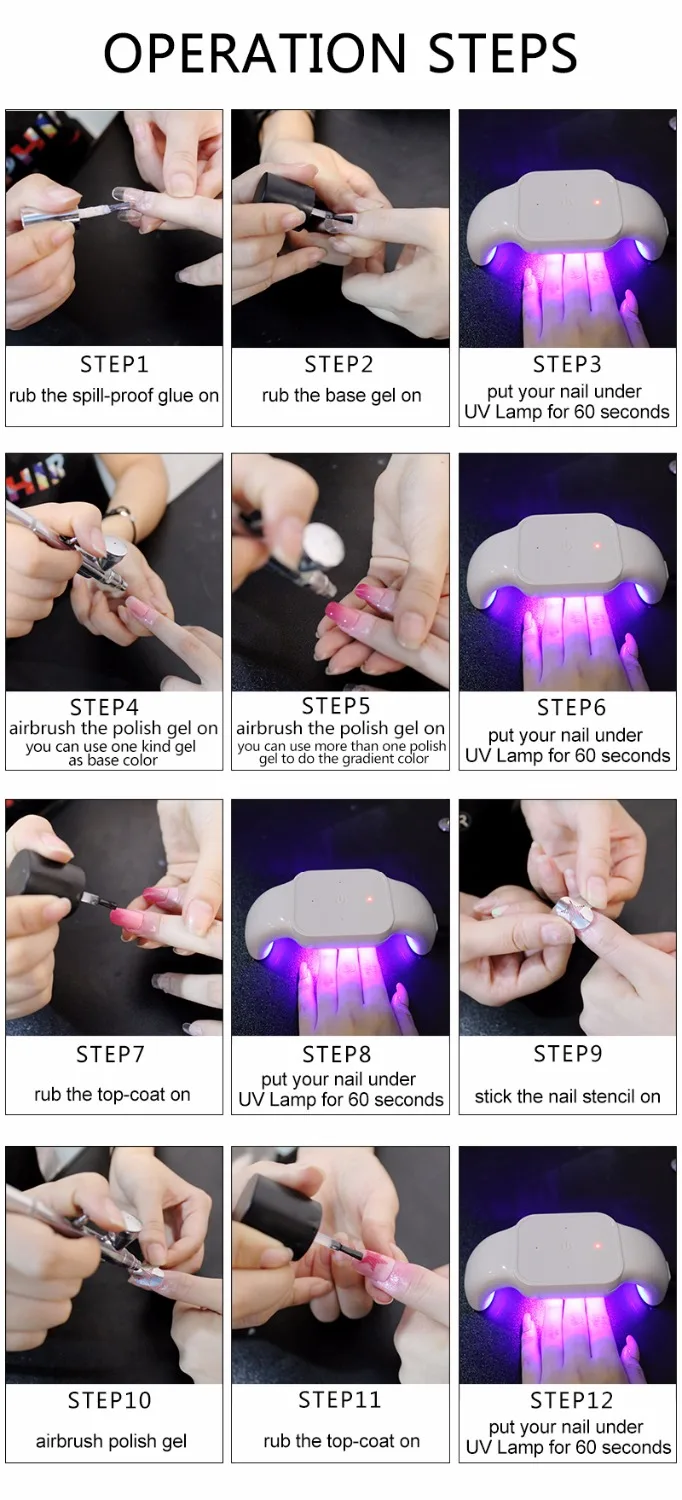 OPHIR Airbrush Nail Gel 3 Step UV Nail Gel Polish for Nail Airbrushing Nail Art Tools S001-S030