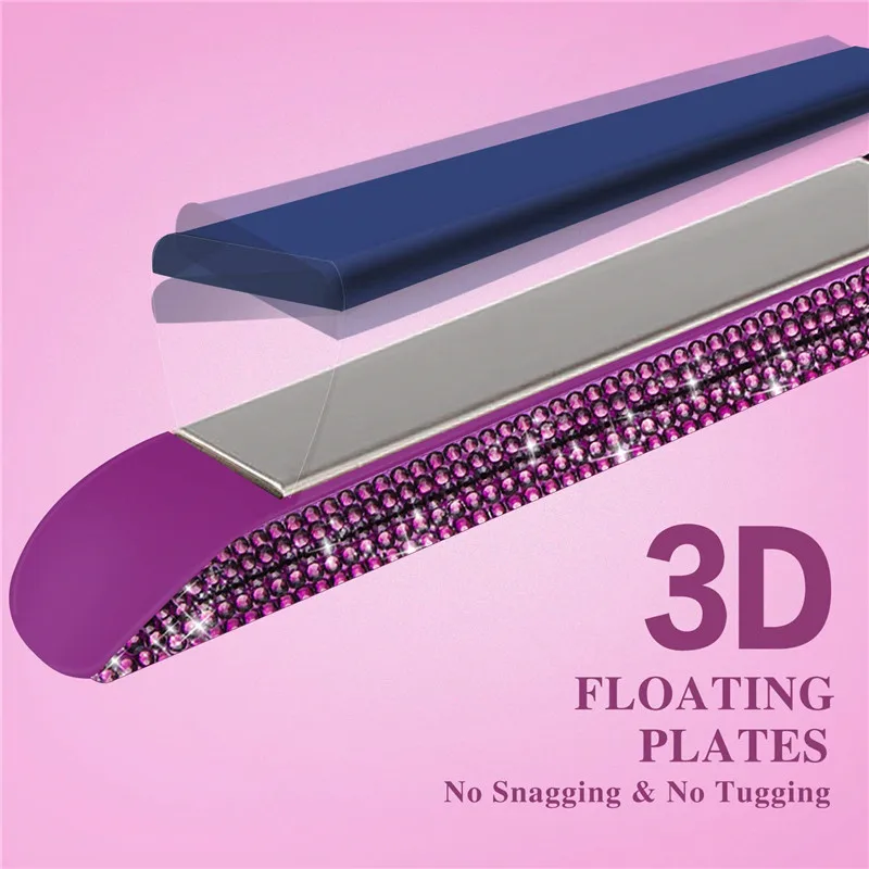 Hair Straightener Curler Bling Diamond Flat Iron Rhinestone Straightening Irons Professional High Heat 470℉ Salon Styling Tools
