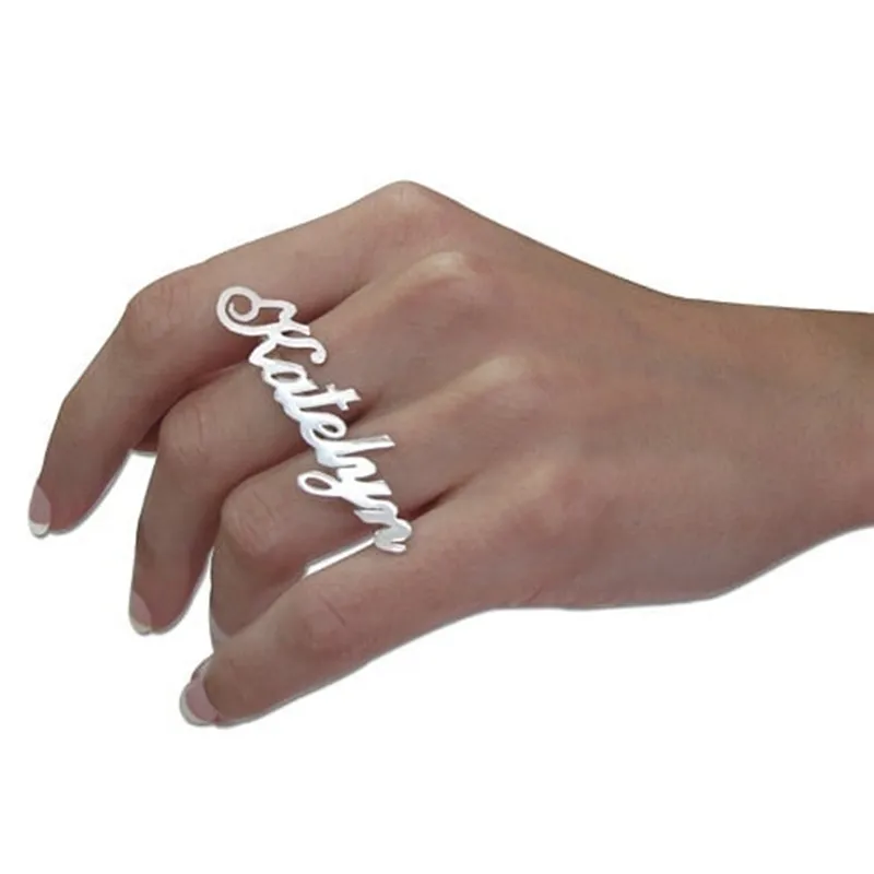 Fashionable Stainless Steel Personalized Double Ring Name Ring Custom Font Name Custom Carved Jewelry
