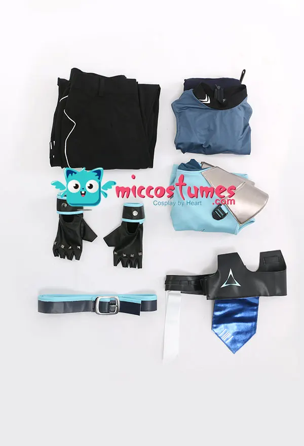 Miccostumes Black Cosplay Costume Unisex Sportswear Outfits with Belts Gloves