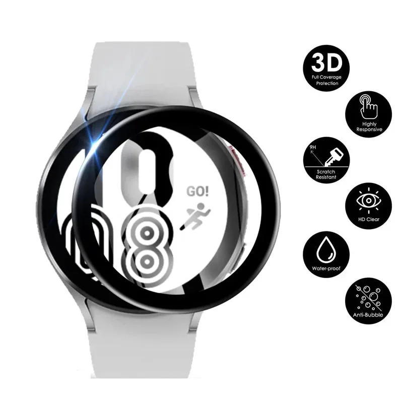 Soft Glass For Samsung Galaxy Watch 4 44mm 40mm smart watch 3D HD All-around Protector Galaxy Active 2 Screen Protector Film