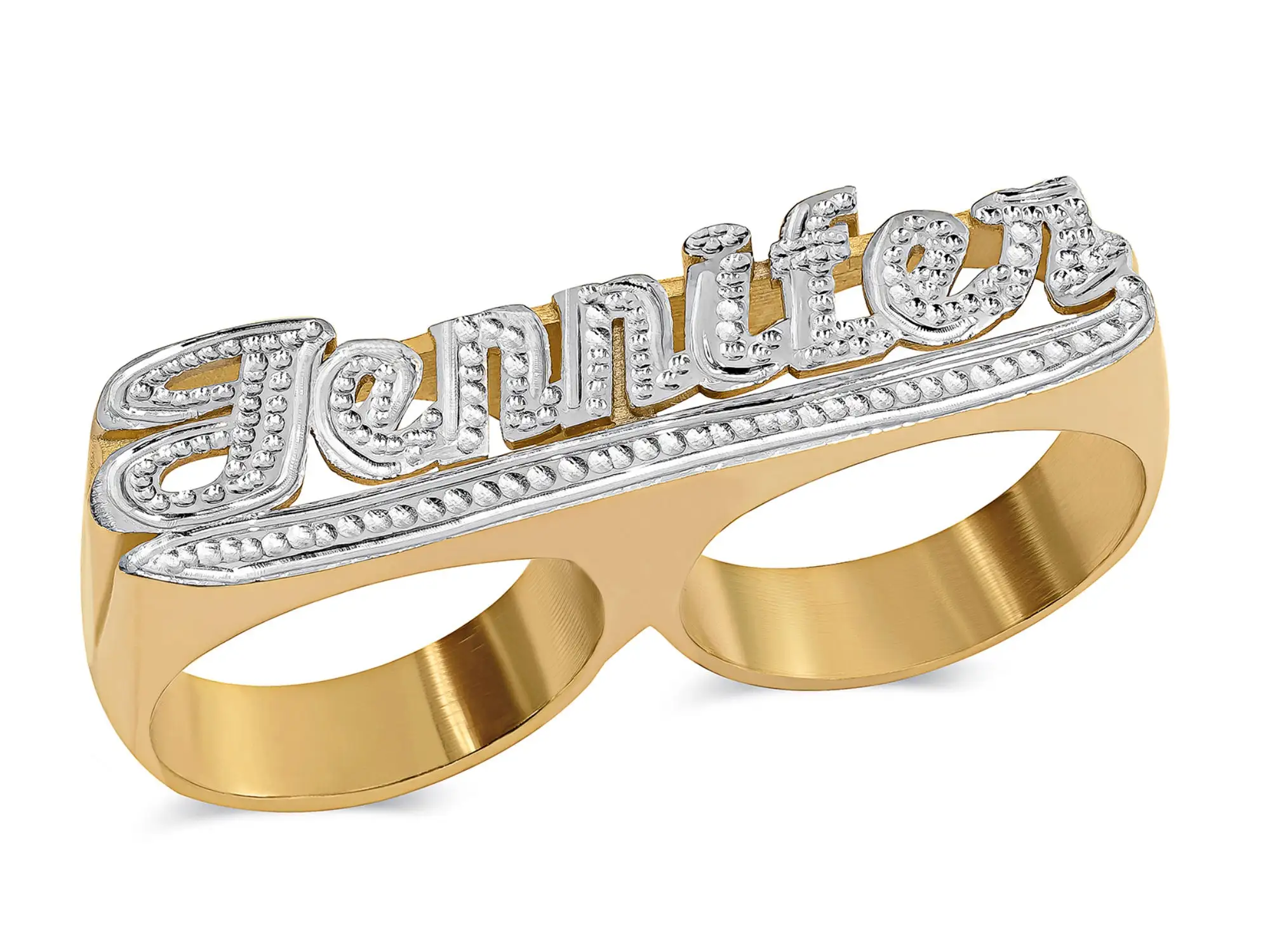 DOREMI 3 Fingers Name Ring For Men Women Custom Numbers Ring Personalized Jewelry Gold 3D Ring Couple Mother Gift