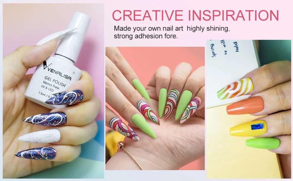 Venalisa Color Gel Nail Polish VIP Kit Full Cover Enamel For Nail Manicure Glitter Sparkle UV Gel Soak Off Nail Gel Polish 7.5ml