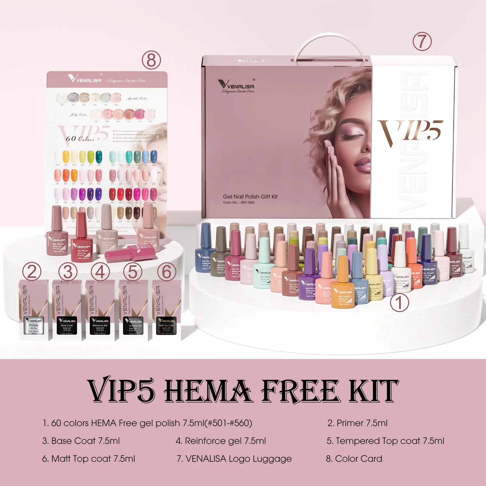 Venalisa Color Gel Nail Polish VIP Kit Full Cover Enamel For Nail Manicure Glitter Sparkle UV Gel Soak Off Nail Gel Polish 7.5ml
