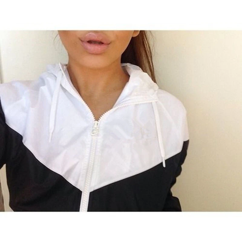 Plus Size Autumn Women Jacket Long Sleeve Shirts Patchwork Thin Skinsuits Hooded Zipper Pockets Sport Coat Hiking Riding Jacket