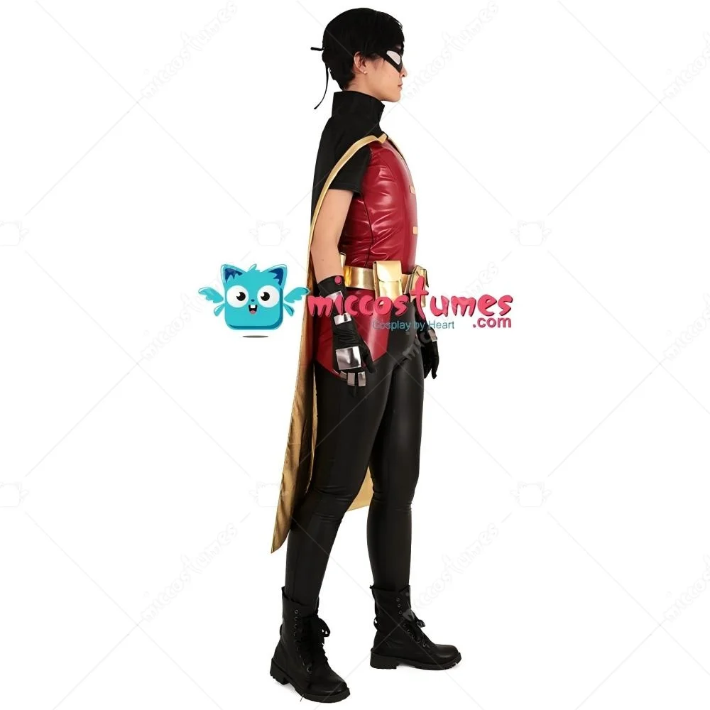 【Ready for Ship】Miccostumes Men's Robin Cosplay Costume Bodysuit with Cloak for Halloween Party