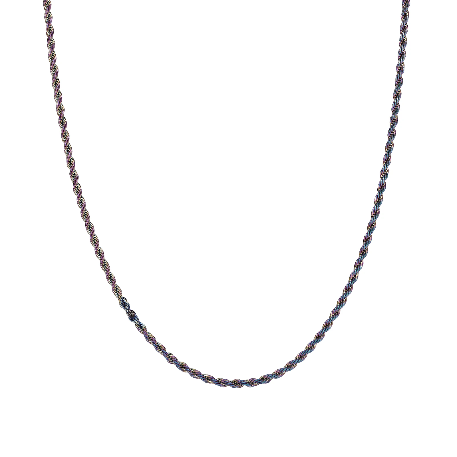 GUCY Steel Rainbow Plated Basic Necklace Chain Wholesale Stainless Steel Rope Hip Hop Necklaces Chains