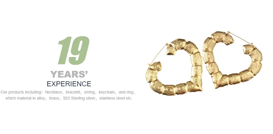 30-90mm Trendy Heart Bamboo Plain Hoop Earrings no name Women Female Gold Silver Color Color Classic Jewelry