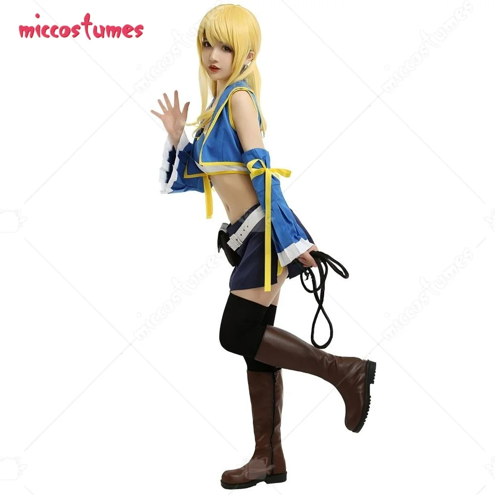 【Ready for Ship】Miccostumes Women's Fairy Lucy Cosplay Costume with Belt Waist Bag and Whip for Halloween