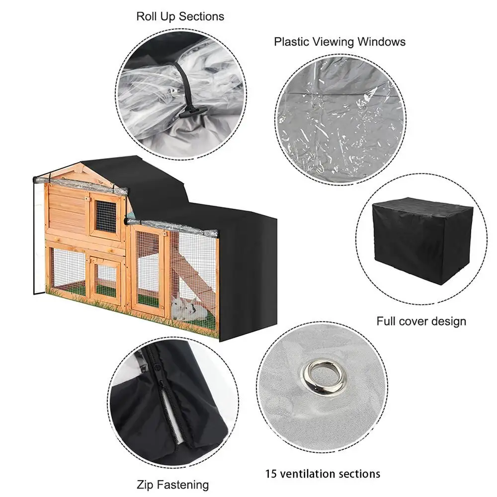 Rabbit Hutch Cover Farm Animal Cage Windproof Cover Pet Bunny Cage Dust Cover Waterproof Dust Cover Easy Cleaning Cage Accessory