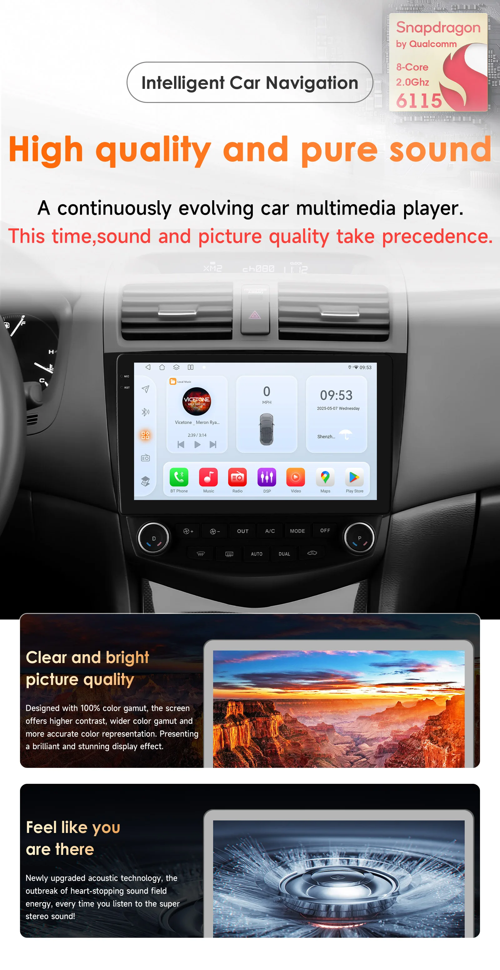 6115 Carplay Android 14 Car radio For Honda ACCORD 7 2003-2007 Autoradio Multimedia player GPS 360 Camera Screen by Snapdragon