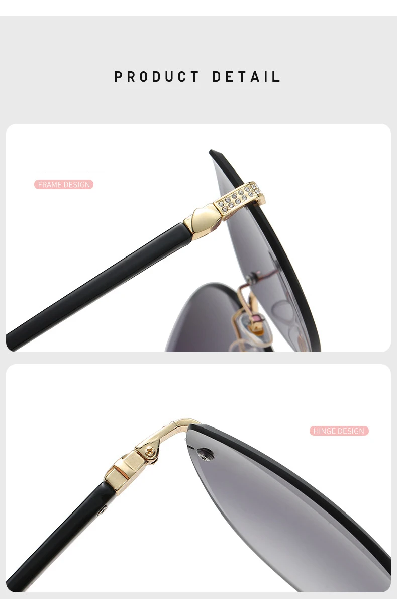 Vintage Cat Eye Rimless Sunglasses Women Brand Frameless Gradient Cut Lens Shade Eyewear Trendy Oversized Men Sun Glasses Female