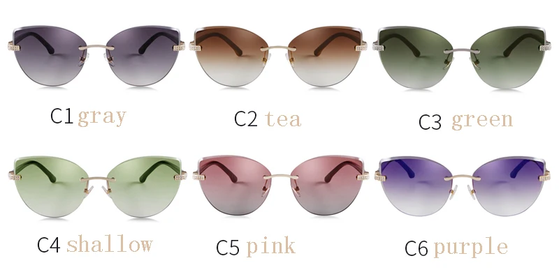 Vintage Cat Eye Rimless Sunglasses Women Brand Frameless Gradient Cut Lens Shade Eyewear Trendy Oversized Men Sun Glasses Female