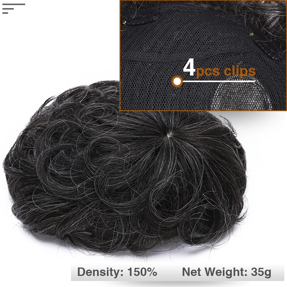S-noilite 16x19cm Men Toupee Human Hair Replacement System Hair Toppers Hairpiece 4Inch Hair Wig Extensions Male Hair Prosthesis