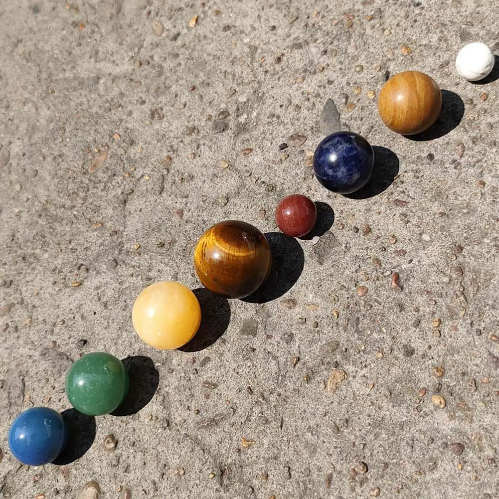 8 Planets Solar Healing Crystal Stones Ball Set Non-engraving Natural Gemstones Collection Personalized Home Offic