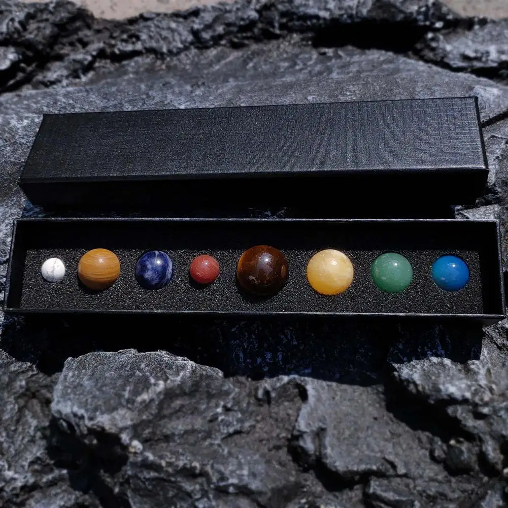 8 Planets Solar Healing Crystal Stones Ball Set Non-engraving Natural Gemstones Collection Personalized Home Offic