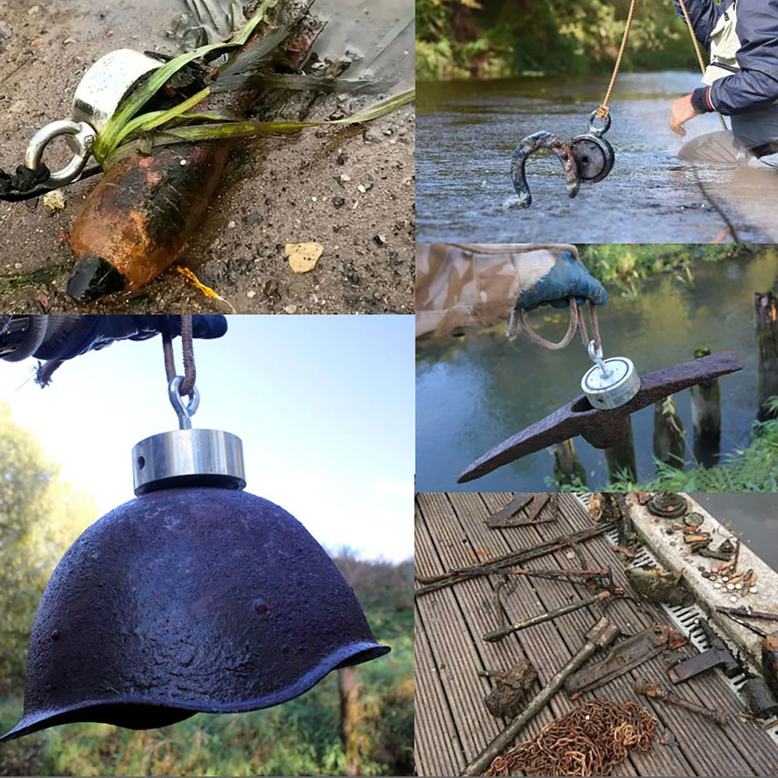 Two Side Strong Fishing Magnet Set 160KGX2 160KG Rotatable Salvage Magnetic Detecting Pot Metal Treasure Hunting