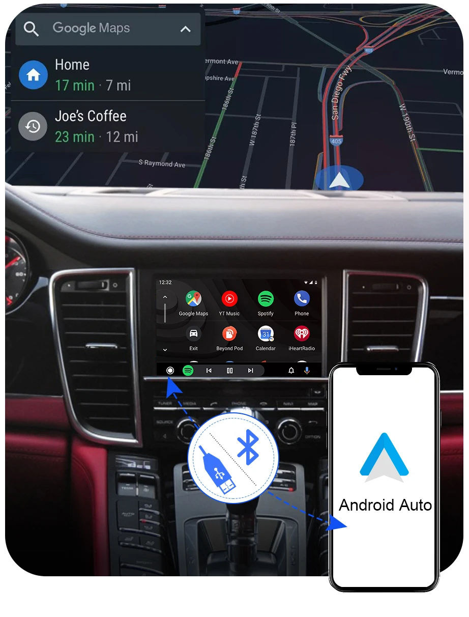 ISUDAR Carplay Module For Porsche/Panamera/Cayenne/Macan/Cayman/Boxster 911 718 PCM 3.1 Android Auto AI Box Multimedia