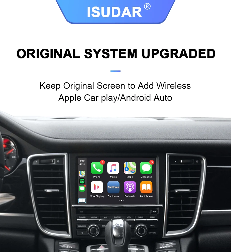 ISUDAR Carplay Module For Porsche/Panamera/Cayenne/Macan/Cayman/Boxster 911 718 PCM 3.1 Android Auto AI Box Multimedia
