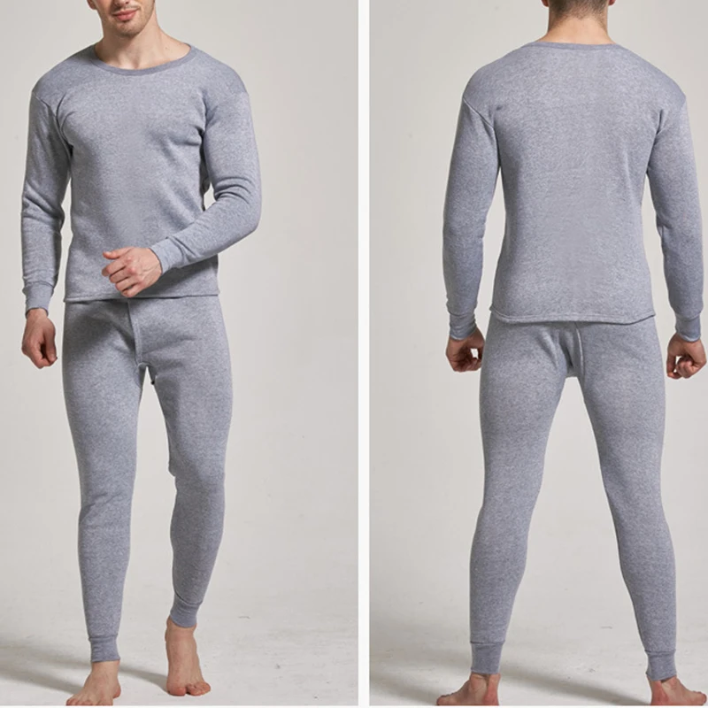 1Set Men Thermal Underwear Set Keep Warm Tops+Pants Ski Underwear Men Ski Suit Plus Cashmere Winter Thermal Underwear