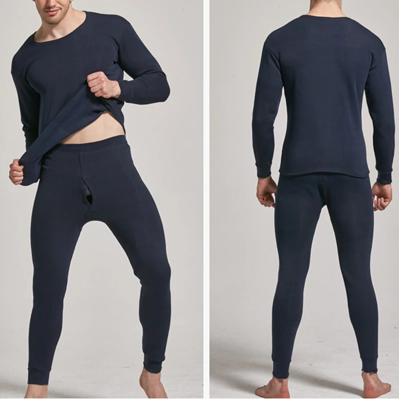 1Set Men Thermal Underwear Set Keep Warm Tops+Pants Ski Underwear Men Ski Suit Plus Cashmere Winter Thermal Underwear