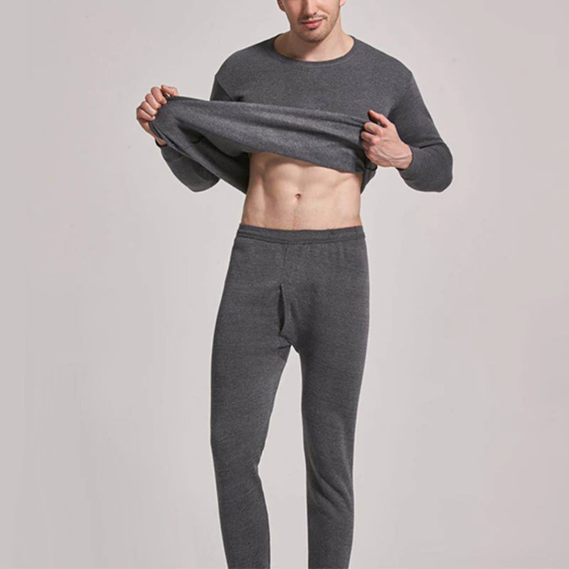1Set Men Thermal Underwear Set Keep Warm Tops+Pants Ski Underwear Men Ski Suit Plus Cashmere Winter Thermal Underwear