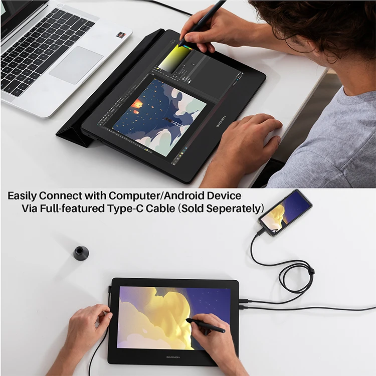 GAOMON PD1320 13.3 Inch Portable Monitor Full Laminated HD 86% NTSC Color Gamut Graphics Tablet Display for Drawing & Painting