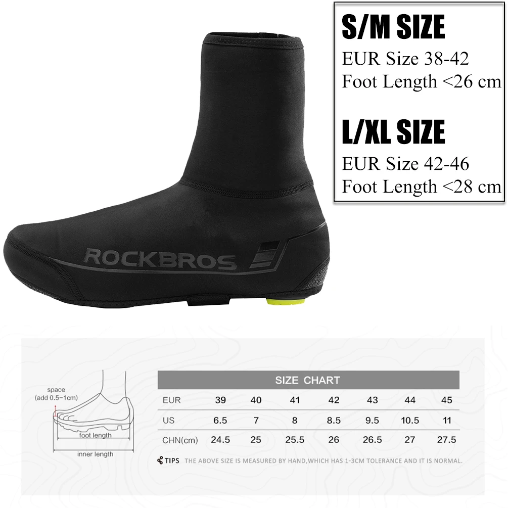 ROCKBROS Winter Cycling Shoe Cover MTB Warmer Overshoes Bike Bicycle Shoes Covers Reflective Windproof Waterproof Protector