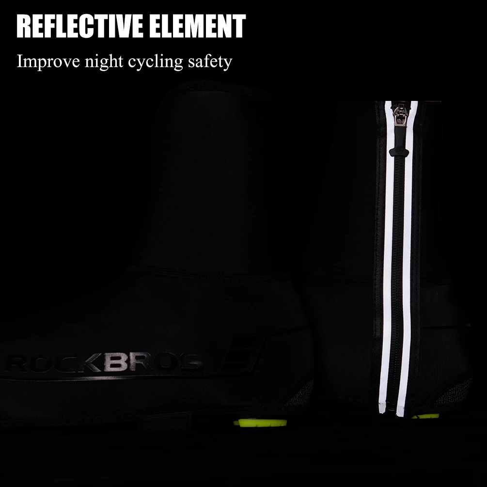 ROCKBROS Winter Cycling Shoe Cover MTB Warmer Overshoes Bike Bicycle Shoes Covers Reflective Windproof Waterproof Protector