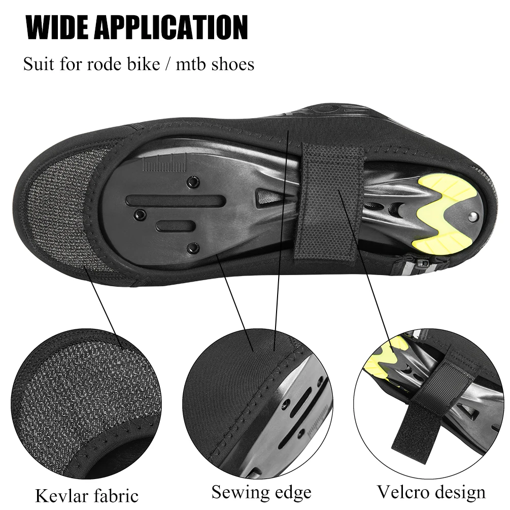 ROCKBROS Winter Cycling Shoe Cover MTB Warmer Overshoes Bike Bicycle Shoes Covers Reflective Windproof Waterproof Protector