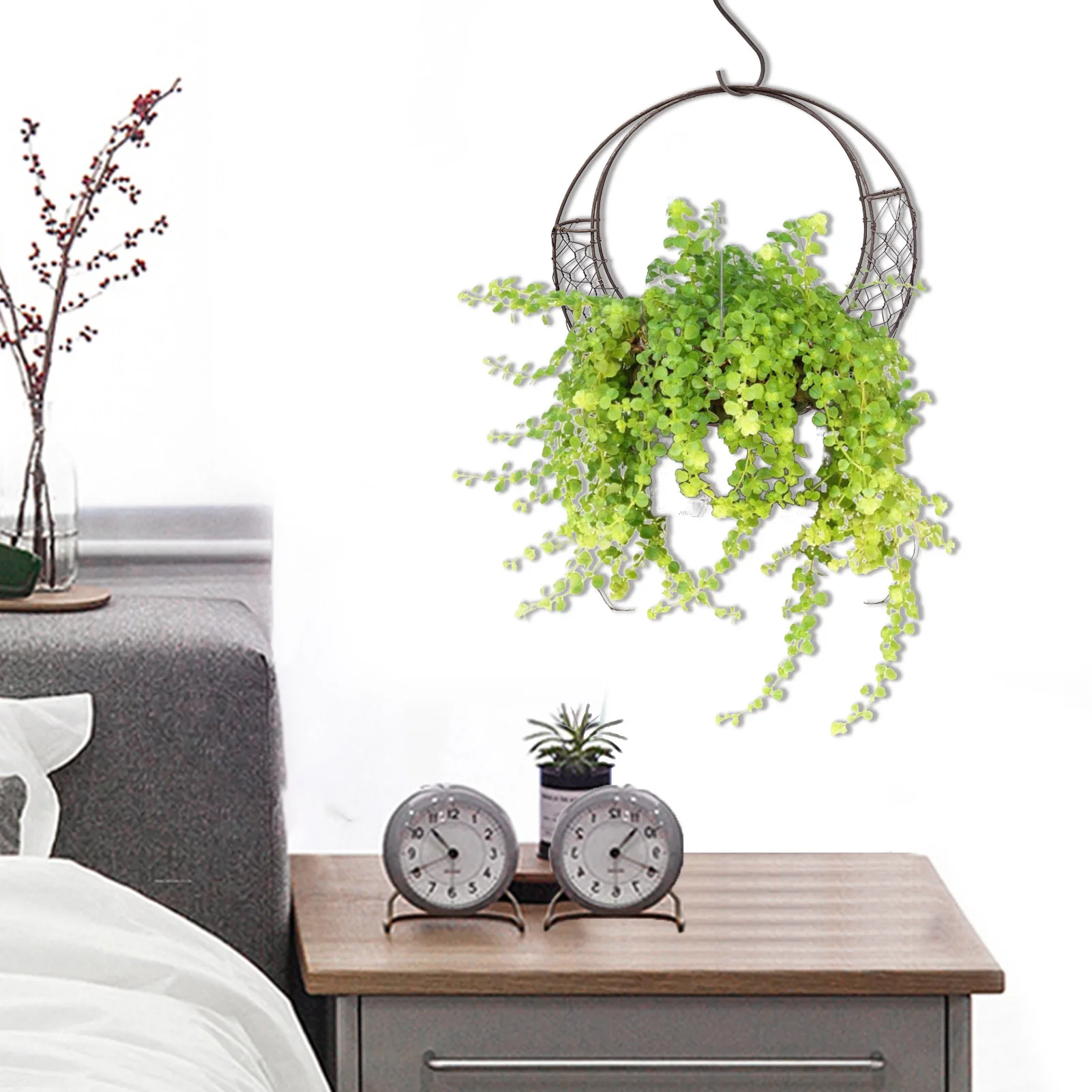 Home Succulent Iron Wreath Moon Shaped Metal Hanging Planter Moon Shape Iron Wire Succulent Pot For Home Garden Decoration
