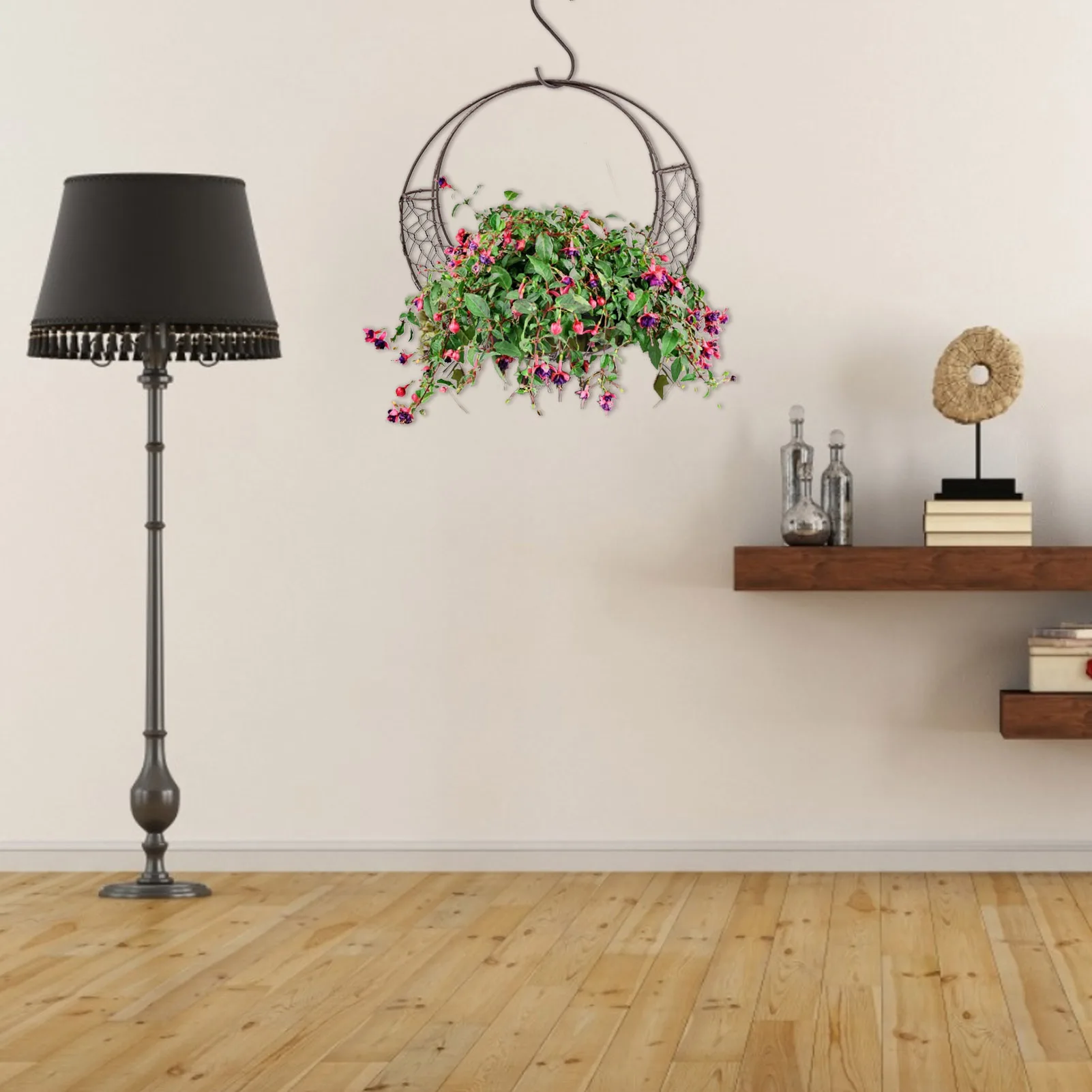 Home Succulent Iron Wreath Moon Shaped Metal Hanging Planter Moon Shape Iron Wire Succulent Pot For Home Garden Decoration