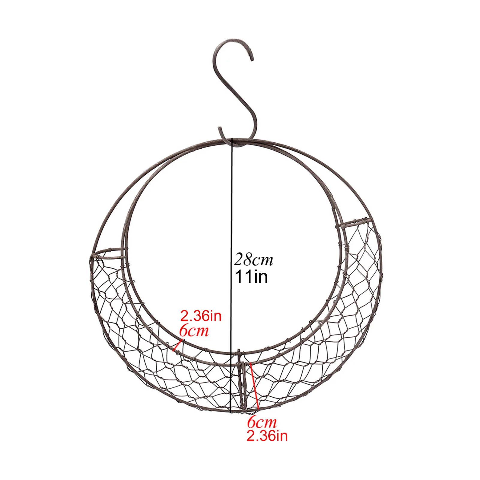 Home Succulent Iron Wreath Moon Shaped Metal Hanging Planter Moon Shape Iron Wire Succulent Pot For Home Garden Decoration