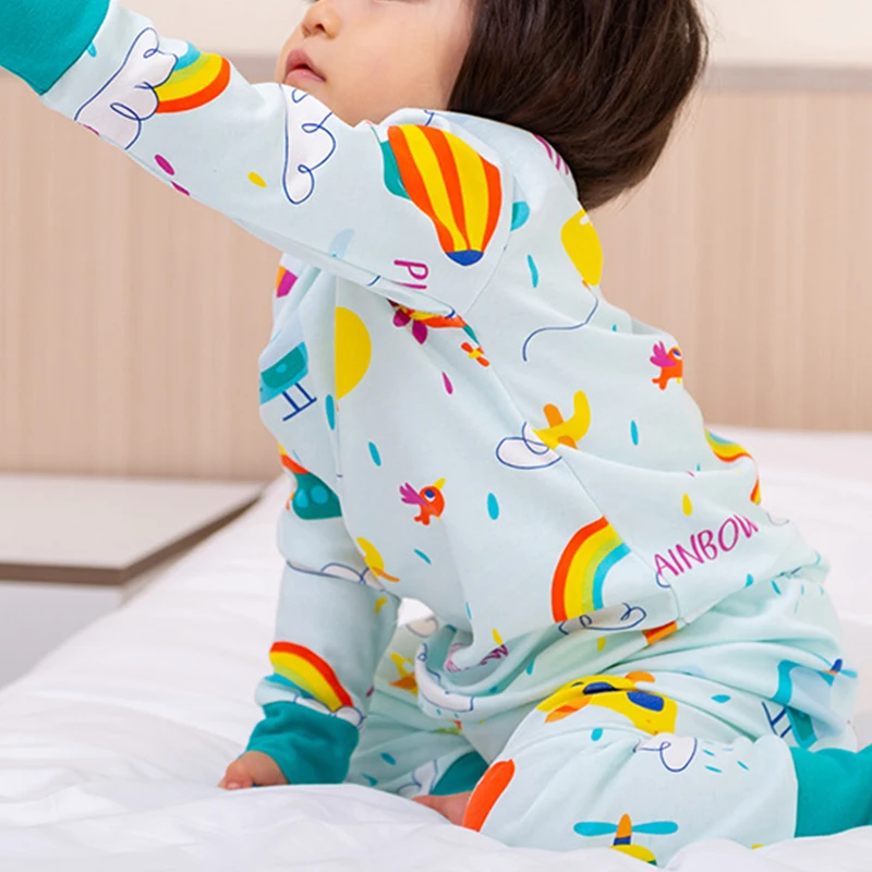 Autumn Winter Thermal Underwear Suit Girl Clothing Sets Boys Pajama Sets Baby No Trace Warm Sleepwear Cartoon Print Kids Clothes