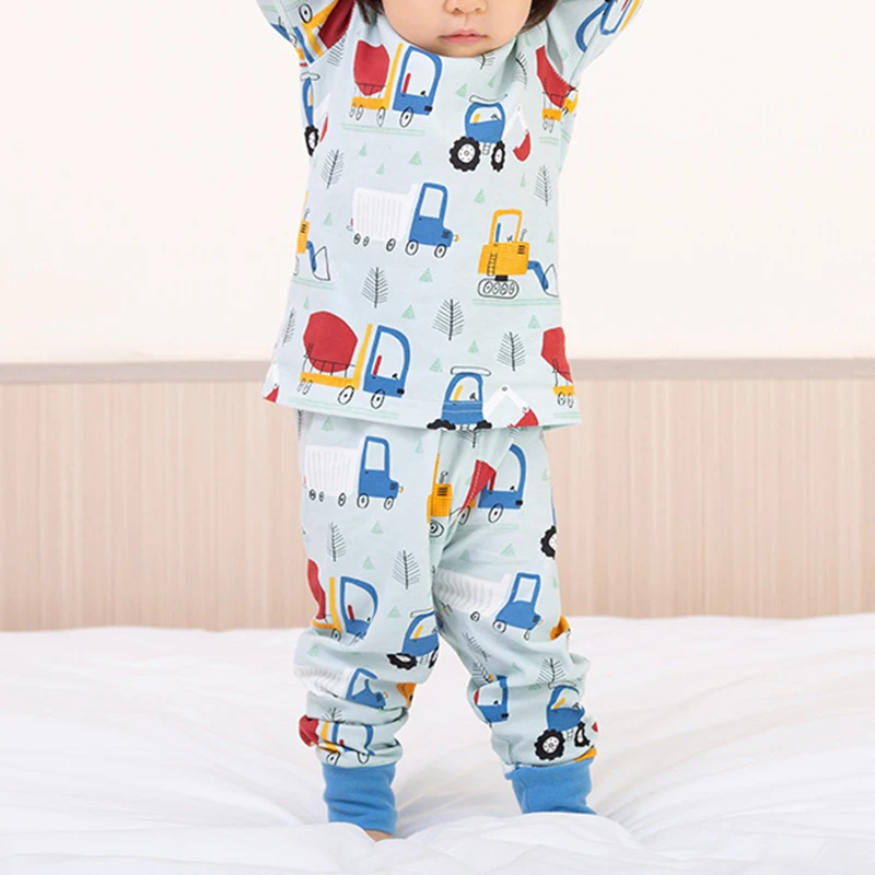 Autumn Winter Thermal Underwear Suit Girl Clothing Sets Boys Pajama Sets Baby No Trace Warm Sleepwear Cartoon Print Kids Clothes