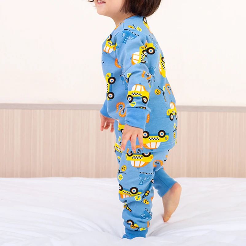 Autumn Winter Thermal Underwear Suit Girl Clothing Sets Boys Pajama Sets Baby No Trace Warm Sleepwear Cartoon Print Kids Clothes
