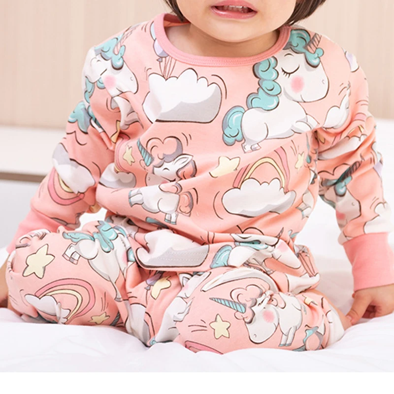 Autumn Winter Thermal Underwear Suit Girl Clothing Sets Boys Pajama Sets Baby No Trace Warm Sleepwear Cartoon Print Kids Clothes