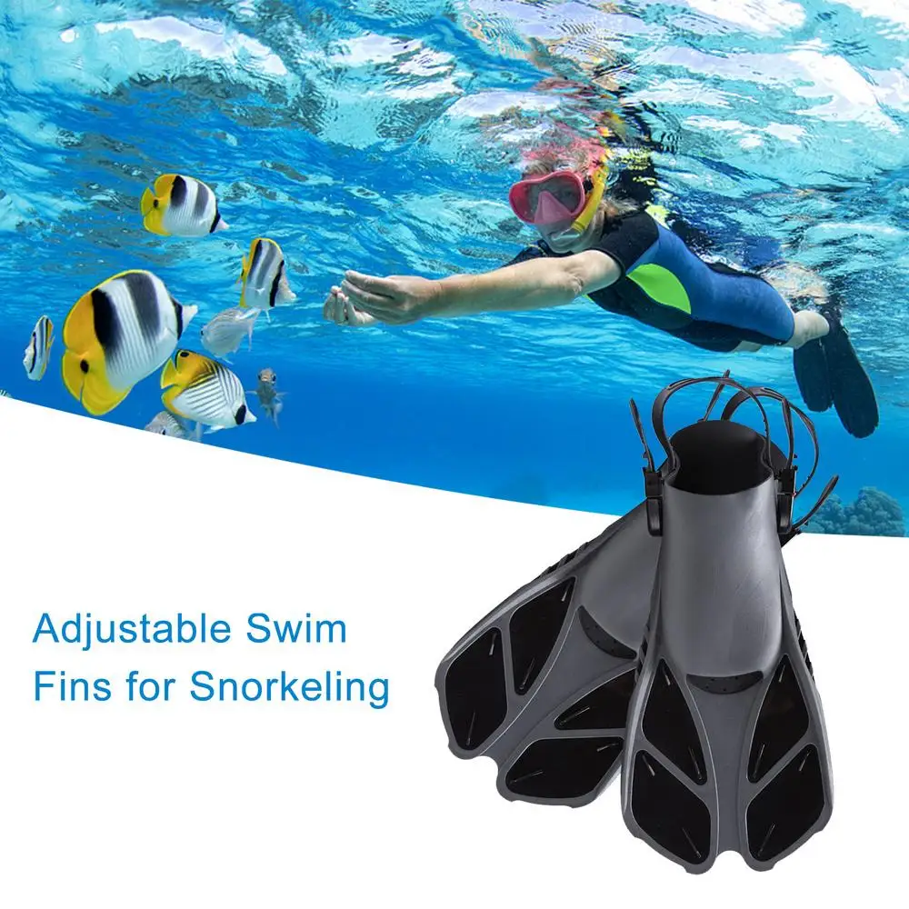 Flippers Short Adjustable Swim Fins Scuba Diving Fins Short Men women Snorkel Swimming Fins Kids Flippers Equipment Set