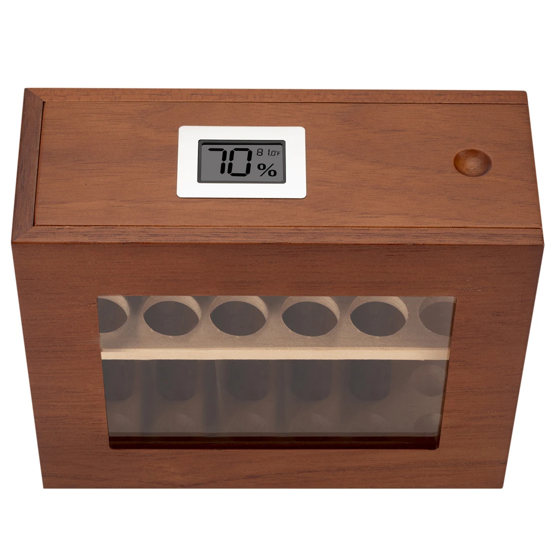 Xifei Wood Cigar Humidor Box Visible Glass Window Smoking Accessories Unique Design Cigarette Case With Hygrometer