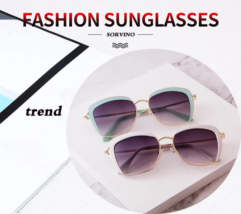 SORVINO Fashion Square Women's Sunglasses Luxury Brand Metal Half Frame Sunglasses Trend 2024 Vintage Red Pink Shades UV400
