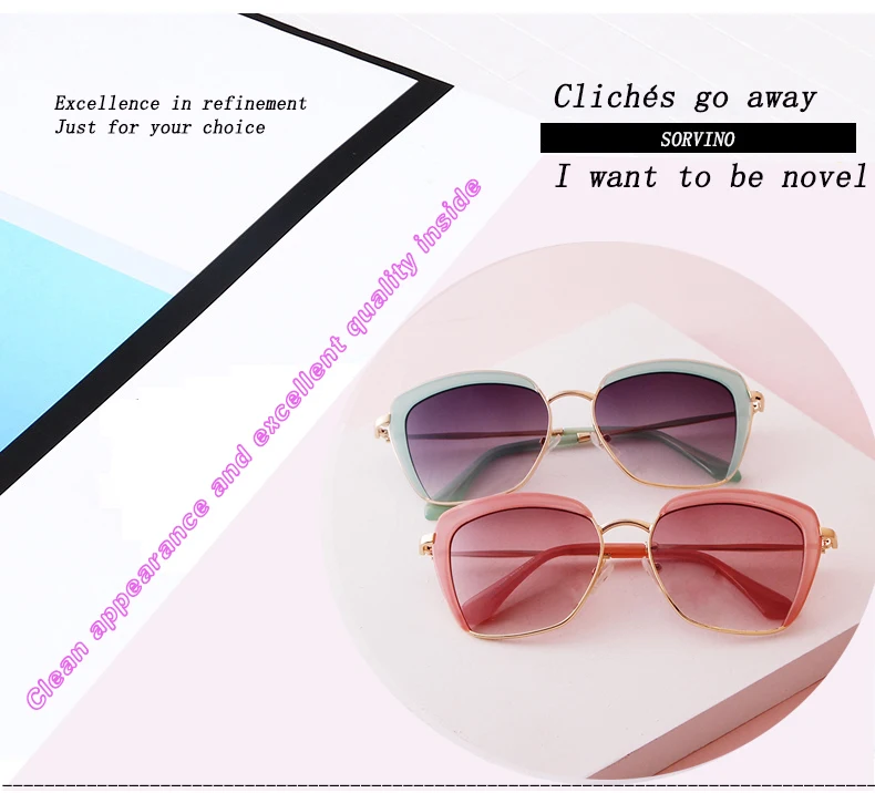 SORVINO Fashion Square Women's Sunglasses Luxury Brand Metal Half Frame Sunglasses Trend 2024 Vintage Red Pink Shades UV400