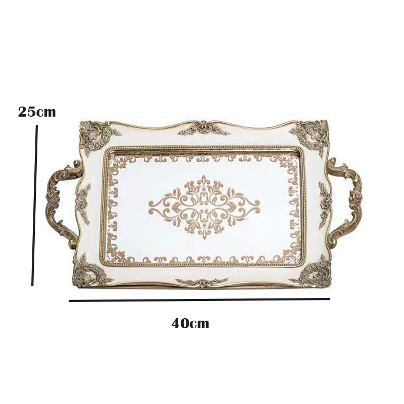 Mirror Glass Storage Tray Gold Rectangle Fruit Plate Desktop Jewelry Display Tray Plate Bathroom Storage Cosmetic Container