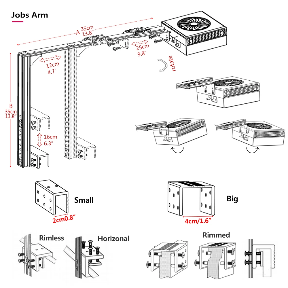 Universal Mounting Arm Bracket Easy Robust Quality Suitable For All RedSea Reefer Tanks PopBloom RS90 S50 S16pro light