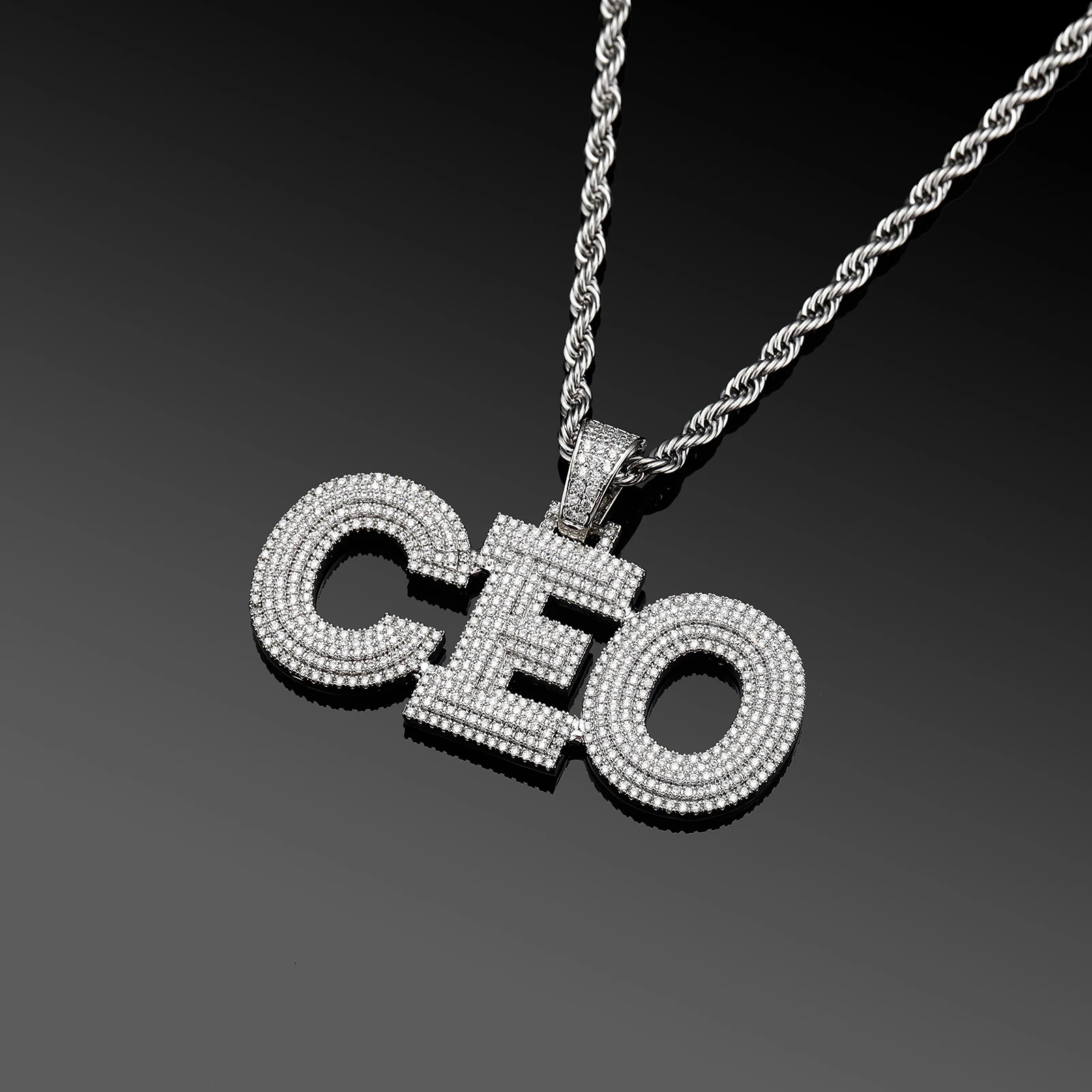 JINAO NEW Stitching Letter Charm Ice Cravejado Cubic Zircon Custom Letters With 4mm tennis chain Men and Women Jewelry For Gift