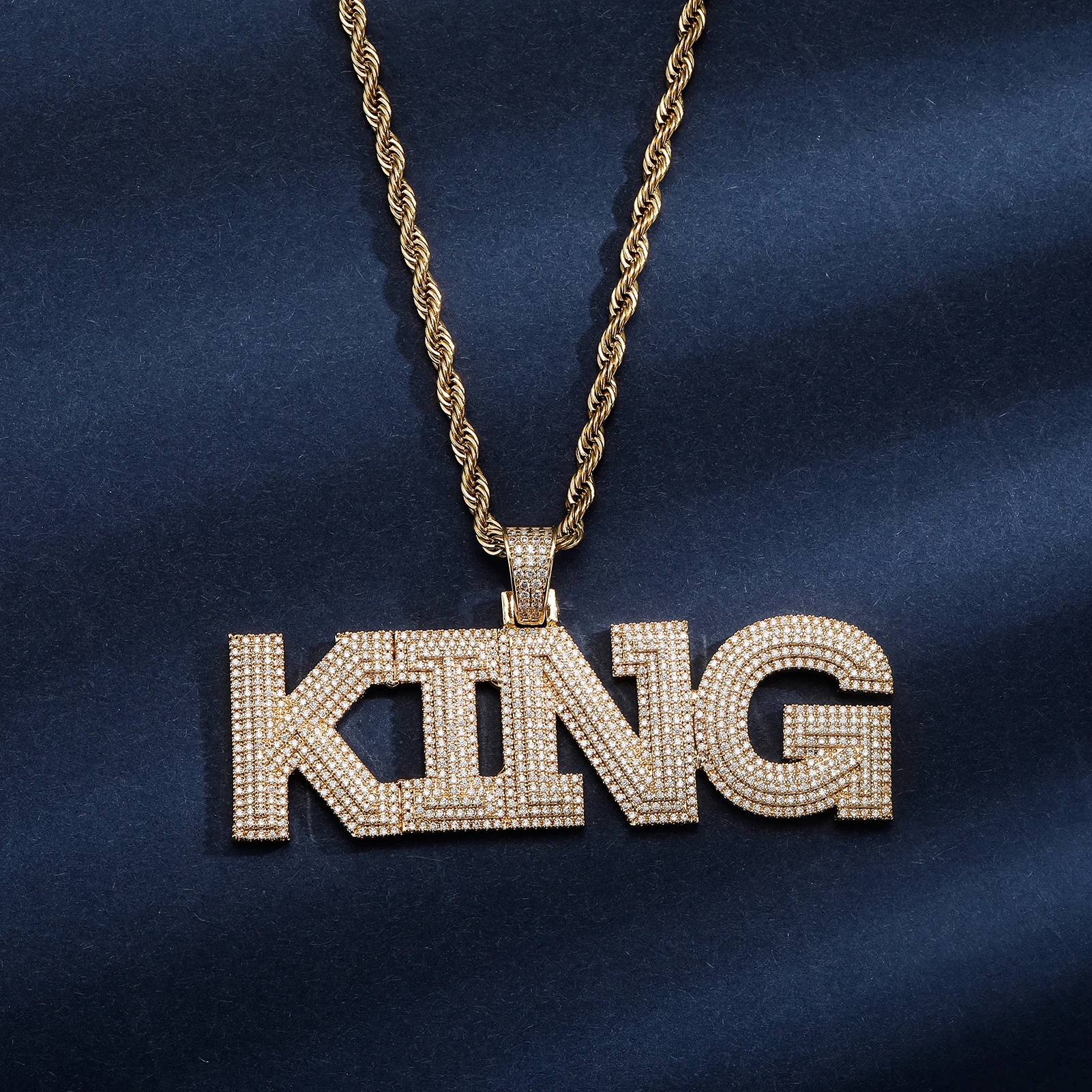 JINAO NEW Stitching Letter Charm Ice Cravejado Cubic Zircon Custom Letters With 4mm tennis chain Men and Women Jewelry For Gift